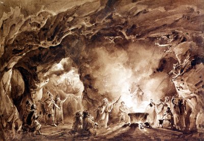 Wystrój do opery „Makbet” skomponowanej przez Giuseppe Verdiego (1813-1901). Aquatinte użyty na okładce pierwszego wydania z 1847 roku. autorstwa Unknown artist