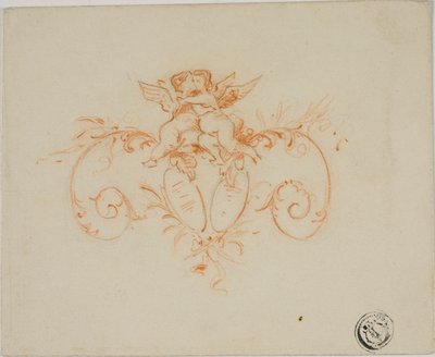 Dekoracyjne zwoje z dwoma Amoretti autorstwa Unknown artist