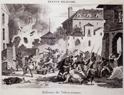 Obrona Valenciennes (przez Republikanów przeciwko Brytyjczykom i Austriakom w 1794). Rycina XIX wieku. autorstwa Unknown artist