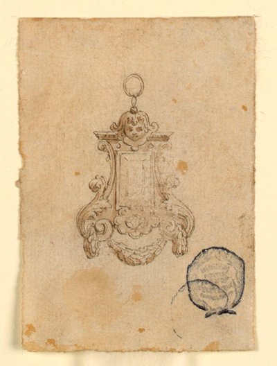 Projekt Zawieszki z Liśćmi Wolutami i Głową Dziecka autorstwa Unknown artist