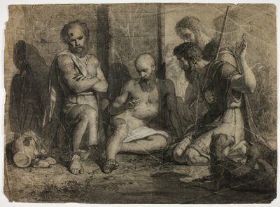 Diogenes proszący Aleksandra Wielkiego o ustąpienie (recto); kroczący akademicki akt męski (verso) autorstwa Unknown artist