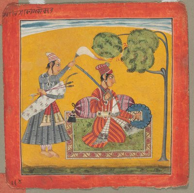 Dipak Raga, jedna z trzydziestu sześciu melodii (Ragamala): uosobienie miłości autorstwa Unknown artist