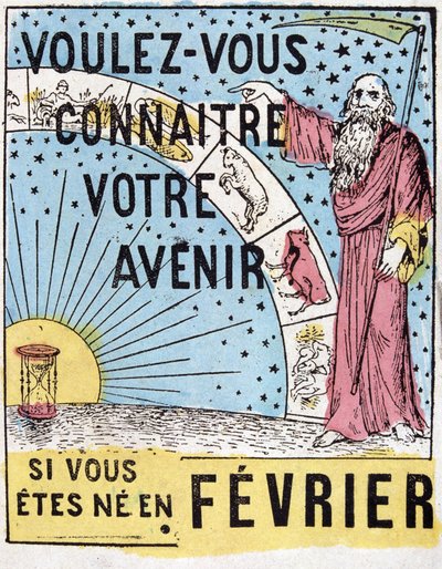Chcesz poznać swoją przyszłość? : Nostradamus. XIX-wieczna astrologiczna etykieta reklamowa autorstwa Unknown artist