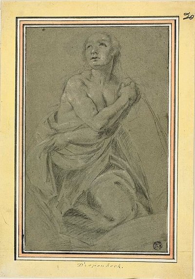 Udrapowana klęcząca kobieta nago autorstwa Unknown artist