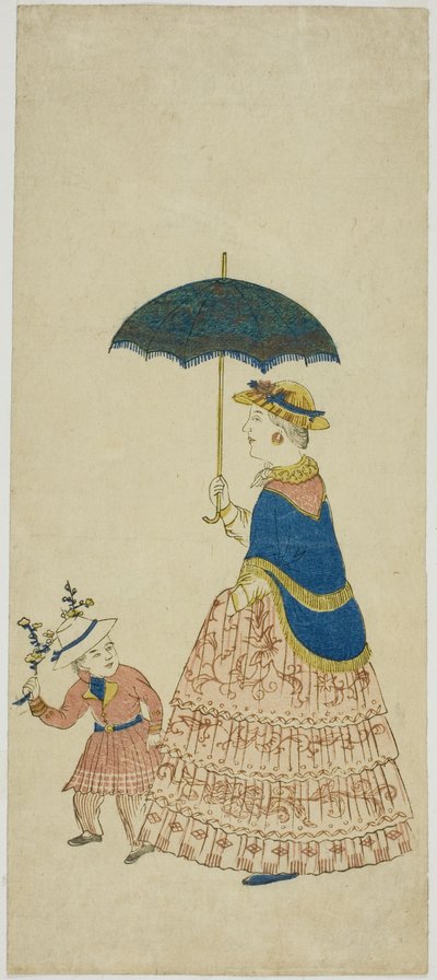 Holenderka niosąca parasol z małym chłopcem 阿蘭陀婦人と子供 (Orando fujin to kodo mo) autorstwa Unknown artist