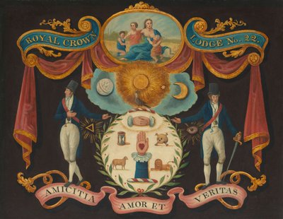 Godła Loży Królewskiej Korony nr 22, ok. 1810-15 (olej na panelu) autorstwa Unknown artist