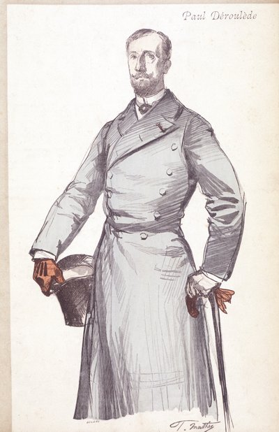 Grawerowanie autorstwa Paula Deroulede (1846-1914), francuskiego pisarza i polityka, założyciela Boulangisme, założyciela Ligi Patriotów. autorstwa Unknown artist