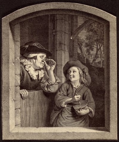 [Grafika przedstawiająca starszą kobietę i chłopca]. autorstwa Unknown artist