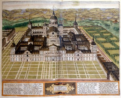 Grawer przedstawiający pałac Escorial lub Escorial w Hiszpanii. sd. XVII wiek. autorstwa Unknown artist
