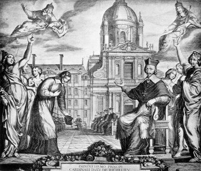 Grawer ku chwale kardynała Richelieu dla przywrócenia Sorbony w Paryżu, zlecony Lemercierowi, ukończony w 1642 roku. autorstwa Unknown artist