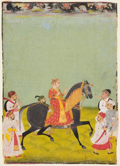 Portret jeździecki Maharany Raj Singh II z Mewar (r. 1755–62) autorstwa Unknown artist