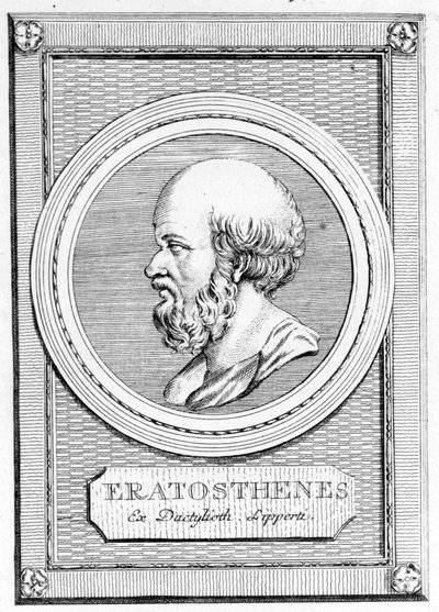 Eratostenes (275 pne - 195 pne) matematyk, geograf astronom i poeta. Portret późniejszy: „Galeria starożytnych Greków i Rzymian”, t. II. Poschiavo 1784. autorstwa Unknown artist
