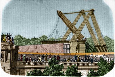 Wzniesienie obelisku Louqsor (Luksor) na Place de la Concorde. Paryż, 25 października 1836. autorstwa Unknown artist
