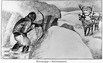 Eskimoska gra myśliwska z łukiem - Ervin Astrup, North Blandt Polens Naboer Kistriana autorstwa Unknown artist