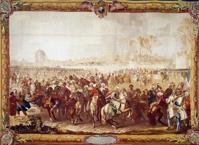 Wyjście ambasadora Turcji Mehmeta Effendiego z Ogrodu Tuileries po audiencji udzielonej przez króla Ludwika XV 21.03.1721 XVIII-wieczny gobelin. Paryż, meble narodowe autorstwa Unknown artist