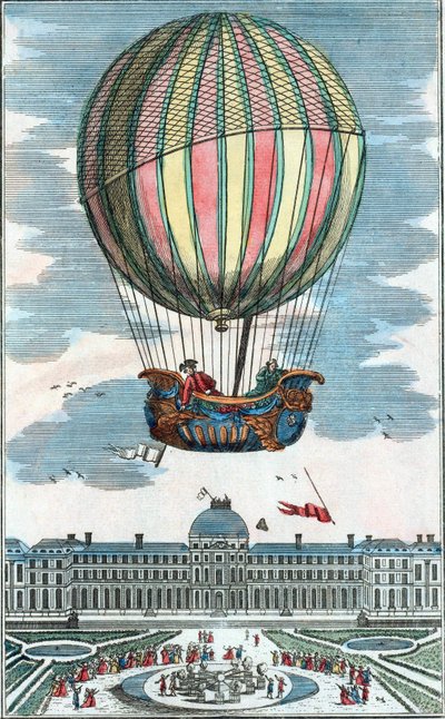 Doświadczenie aerostatycznej kuli ziemskiej pana Charlesa i Roberta w ogrodzie Tuileries w dniu 1 grudnia 1783 r. autorstwa Unknown artist