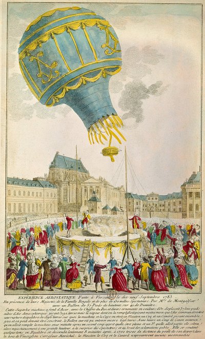 Doświadczenie braci Montgolfier w dniu 19.09.1783 w Versailles Paris. B N autorstwa Unknown artist