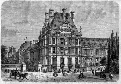 Widok zewnętrzny Pavillon de Flore, Palais des Tuileries i Galerie du bord de l