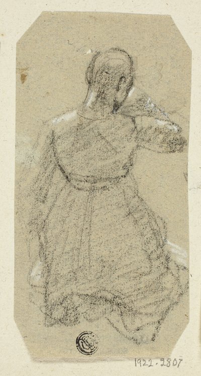Klęcząca postać kobieca widziana od tyłu autorstwa Unknown artist