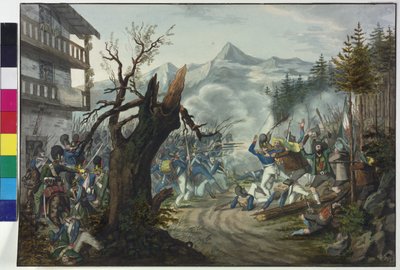Walka między bawarskimi żołnierzami a tyrolskimi chłopami autorstwa Unknown artist
