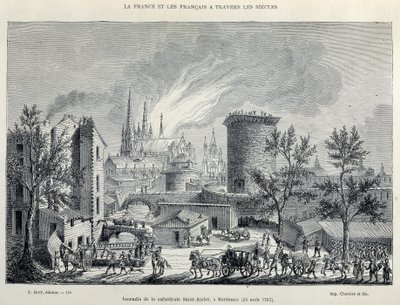 Pożar katedry St André, Bordeaux, 25 sierpnia autorstwa Unknown artist
