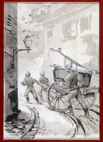 Strażacy: odejście posterunku - graw., b.d. autorstwa Unknown artist