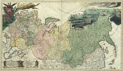 Pierwsza mapa ogólna Imperium Rosyjskiego - Anonimowy mistrz - 1745 - Miedzioryt, akwarela - Akademia Nauk, Sankt Petersburg autorstwa Unknown artist