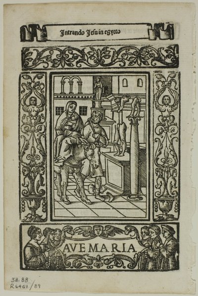Ucieczka do Egiptu z Rosario della V. Maria by Castellanus, tablica 89 z drzeworytów z ksiąg XVI w. autorstwa Unknown artist