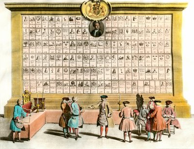 Franc-Maconnerie: spotkanie angielskich franków macon z symbolami głównych lóż makonicznych. Tablica z XVIII wieku. Paryż. Sztuka dekoracyjna autorstwa Unknown artist