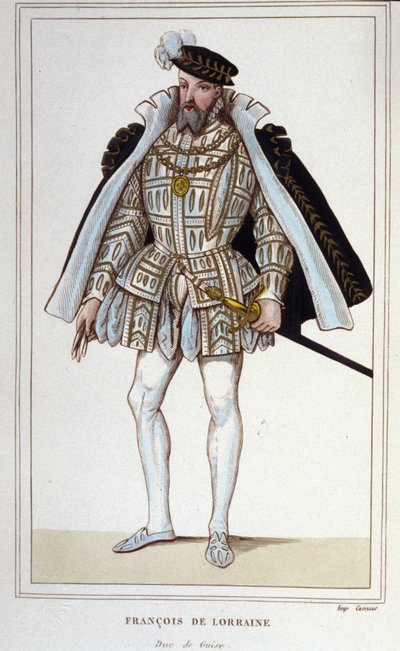 François de Lorraine (1519-1563). Książę Aumale, a następnie 2. książę Guise. Francuski generał porucznik. Grawerowanie z 1830 roku. autorstwa Unknown artist