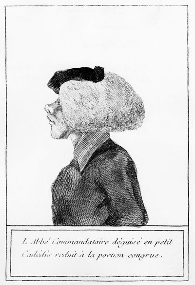 Rewolucja Francuska: po przekazaniu Narodowi majątku duchownego przedstawienie przebranego opata - rycina autorstwa Unknown artist