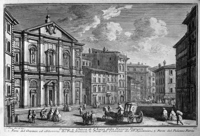 Od kościoła św. Ludwika (Saint Louis) Francuzów (Chiesa di San Luigi della nazione francese) do Rzymu. Koniec XVIII wieku. autorstwa Unknown artist
