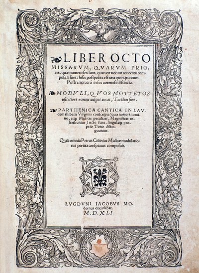 Frontyspis z Liber octo Missarum (1541) autorstwa Unknown artist