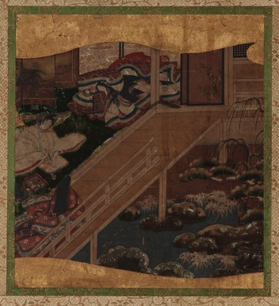 Ogród i wnętrze: artysta malujący portret damy autorstwa Unknown artist