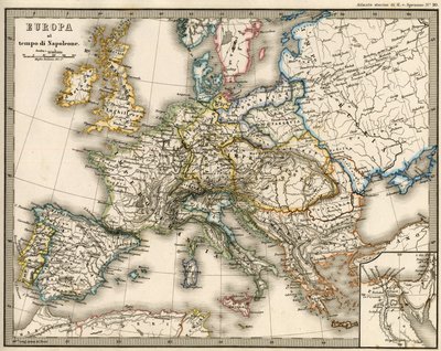 Mapa geograficzna Europy w czasach Napoleona I. W „Atlante Storico Geografico” K. von Srunera autorstwa Unknown artist