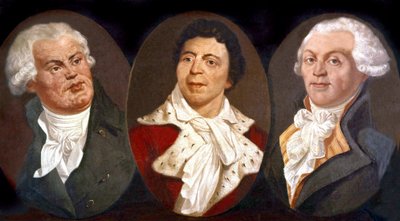 Georges Jacques Danton, Jean Paul Marat i Maximilien de Robespierre, trzy główne postacie rewolucji francuskiej autorstwa Unknown artist