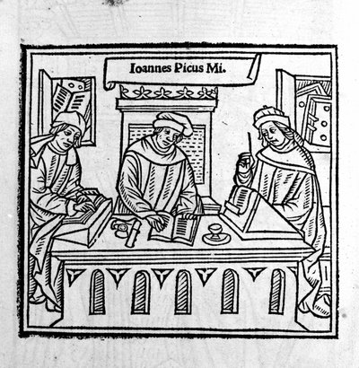 Giovanni Pico della Mirandola (Jean Pic de la Mirandole) ze swoimi dwoma uczniami - w "Epistole auree" "" z 1555 roku autorstwa Unknown artist