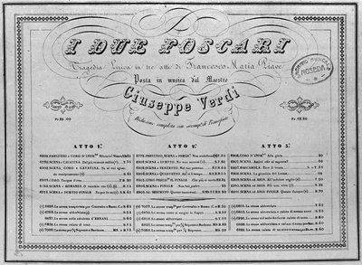 Giuseppe Verdi: nuty na fortepian do opery „I Due Foscari”. autorstwa Unknown artist
