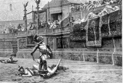 Bitwa gladiatorów w czasach rzymskich po obrazie J L Gerome autorstwa Unknown artist