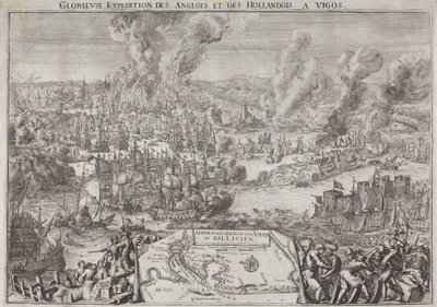 Gloriosa expedição de ingleses e holandeses a Vigos (Vitória do almirante Rooke ao largo de Vigo, 12 de outubro de 1702)polonês autorstwa Unknown artist