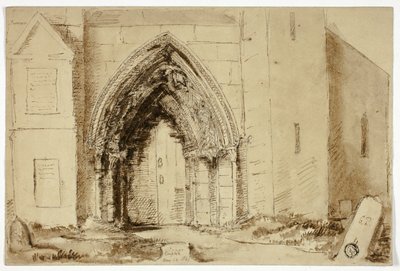Portal kościoła gotyckiego autorstwa Unknown artist