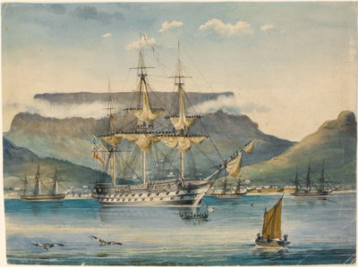 HMS "Jupiter" (1813) w Zatoce Stołowej, jako okręt wojenny autorstwa Unknown artist