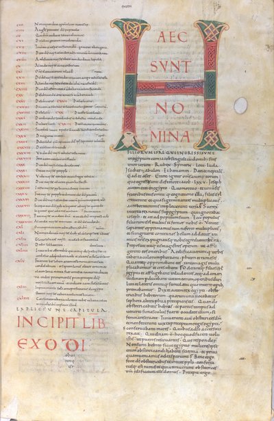 Haec sunt nomina: Wstęp do Księgi Wyjścia, XI wiek (miniatura, rękopis błoniasty) autorstwa Unknown artist