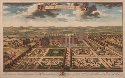 Pałac Królewski Jej Królewskiej Mości w Kensington, ok. 1707-14 (druk) autorstwa Unknown artist