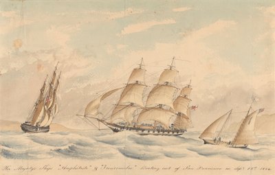 Statki Jej Królewskiej Mości "Amphitrite" i "Trincomalee" opuszczające San Francisco 23 września 1854 r. autorstwa Unknown artist