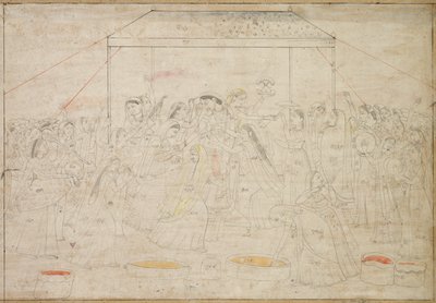 Hinduski bóg Kryszna ubrany w damskie ubrania na wiosenny festiwal Holi autorstwa Unknown artist