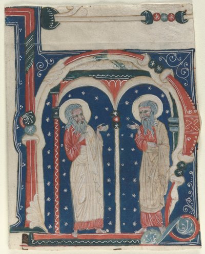 Historyczny inicjał (H) wycięty z antyfonarza: SS. Paweł Pustelnik i Antoni autorstwa Unknown artist