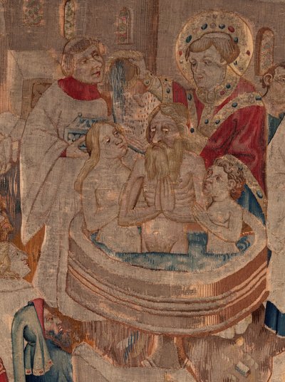 Historia św. Piata i św. Eleutery, scena 6 Szczegół poł. Scena chrztu. autorstwa Unknown artist