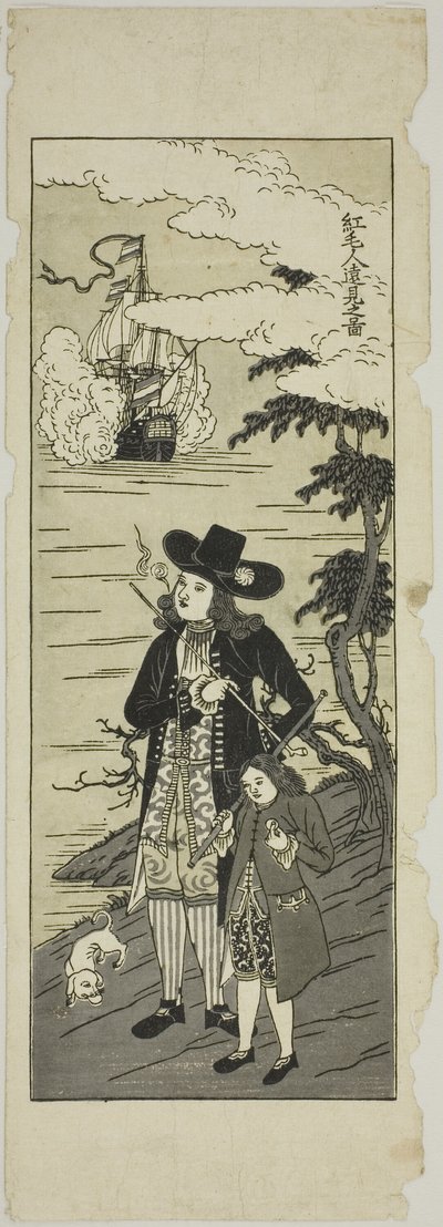 Holender patrzący w dal 紅毛人遠見之図 (Komojin enken zu) autorstwa Unknown artist