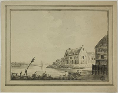 Domy nad rzeką lub kanałem autorstwa Unknown artist